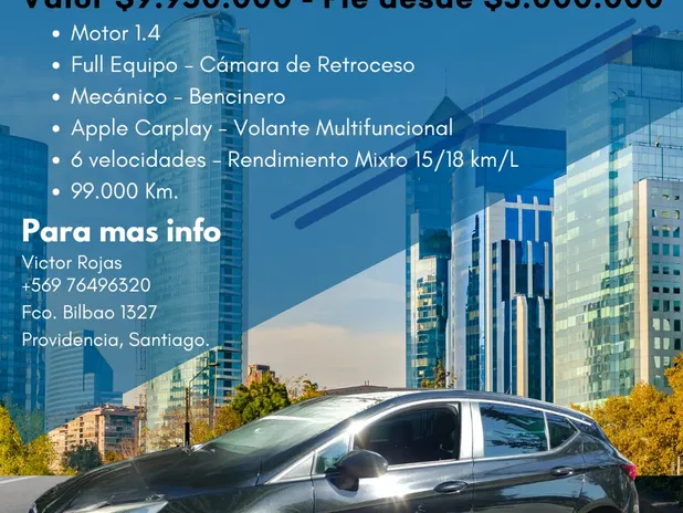 OPEL ASTRA 2019     - Transmisión Manual     - Color NEGRO